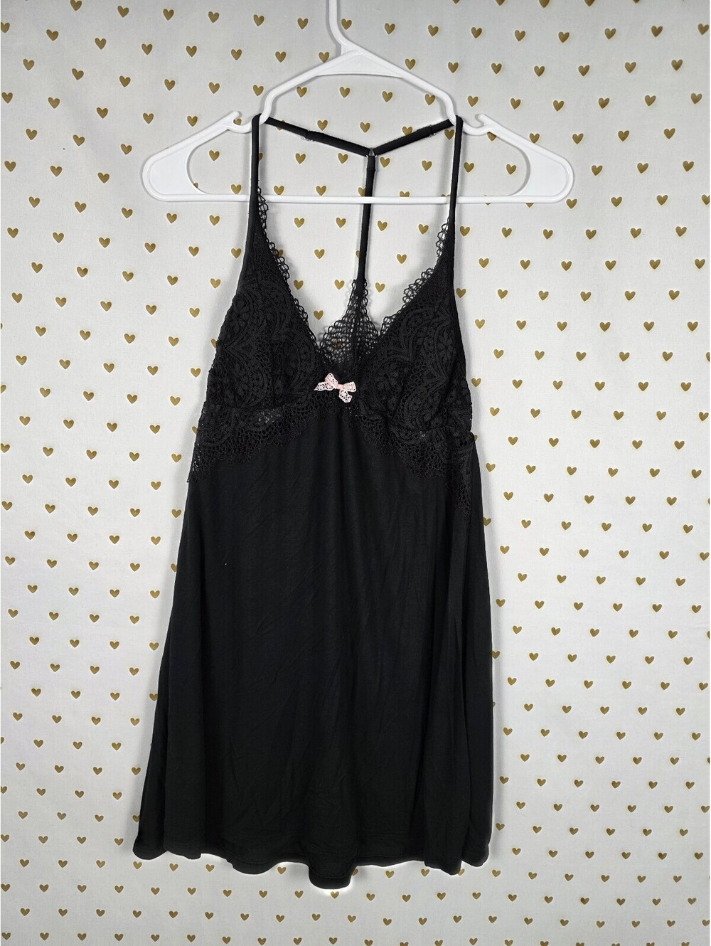 Victorias Secret Super Soft Black Lace Accent Nightie Slip Dress Lingerie SMALL